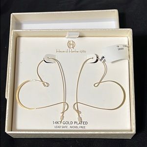 House of Harlow 1960 heart earrings 14kt gold plated. Lead safe. Nickel free NIB